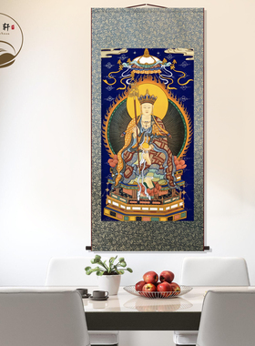 地藏王画像挂画茶室新中式禅意家居佛堂装饰画卷轴挂图字画挂轴