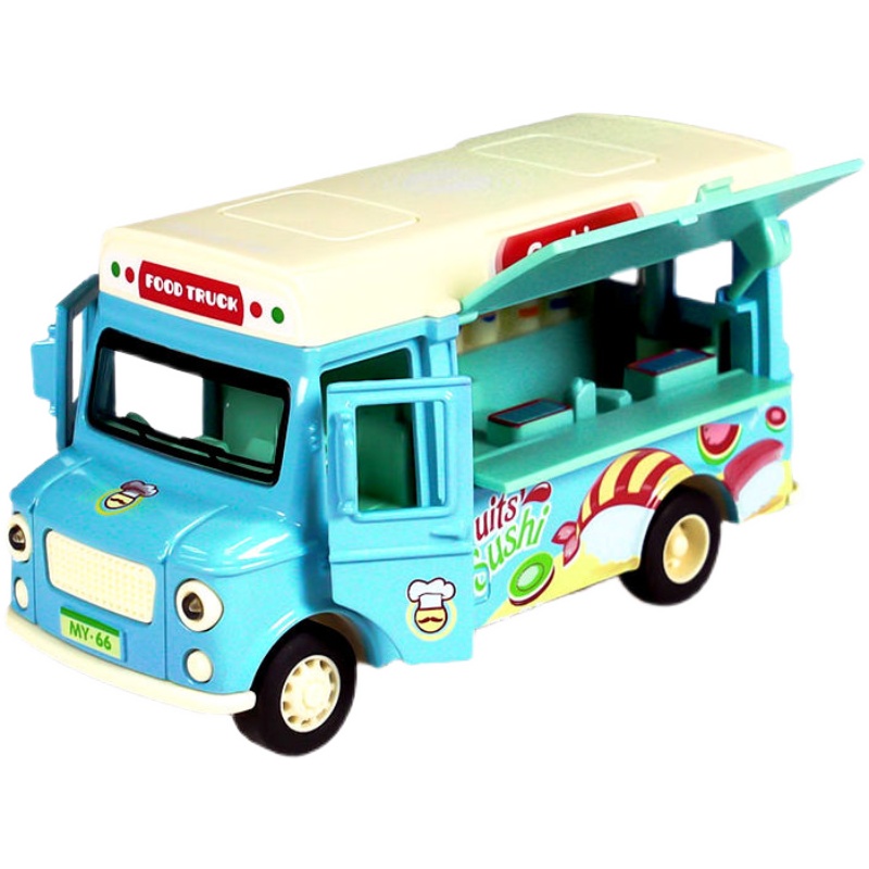 儿童冰淇淋玩具车女孩汉堡雪糕餐车合金厨房惯性汽车巴士过家家-图3