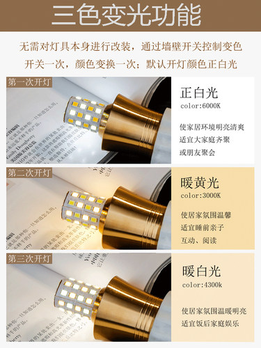 led灯泡e14小螺口e27大螺口家用节能尖泡白光暖光三色变光水晶吊 - 图1