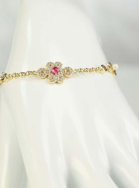 手链手串敦美双层镀金国潮锆石女