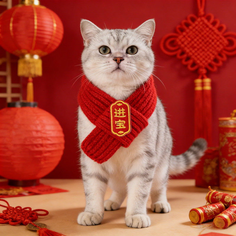 猫咪围脖小狗可爱项圈毛线宠物围巾围兜狗狗保暖配饰红色喜庆新年,淘宝优惠券,粉丝福利购,淘宝优惠卷