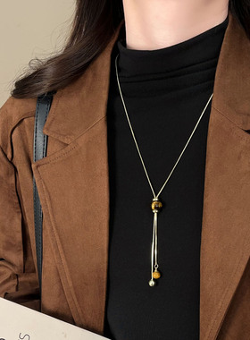 美拉德虎眼石太阳花吊坠项链女