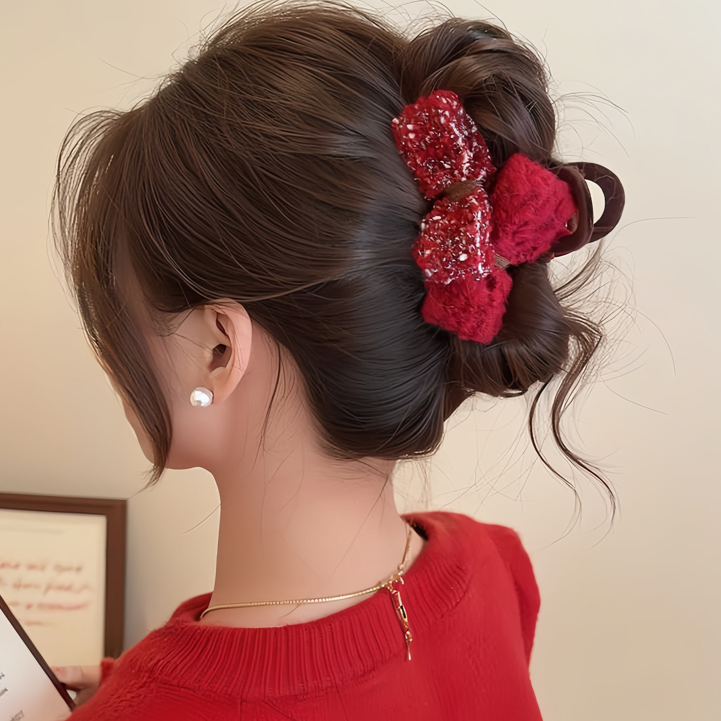 小香风蝴蝶结抓夹女2025新款高级感秋冬鲨鱼夹后脑勺发夹夹子发饰,淘宝优惠券,粉丝福利购,淘宝优惠卷