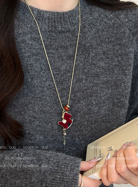 红色新年小马项链女新款