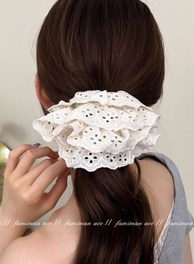 赵露思同款白色蕾丝发圈女款氛围