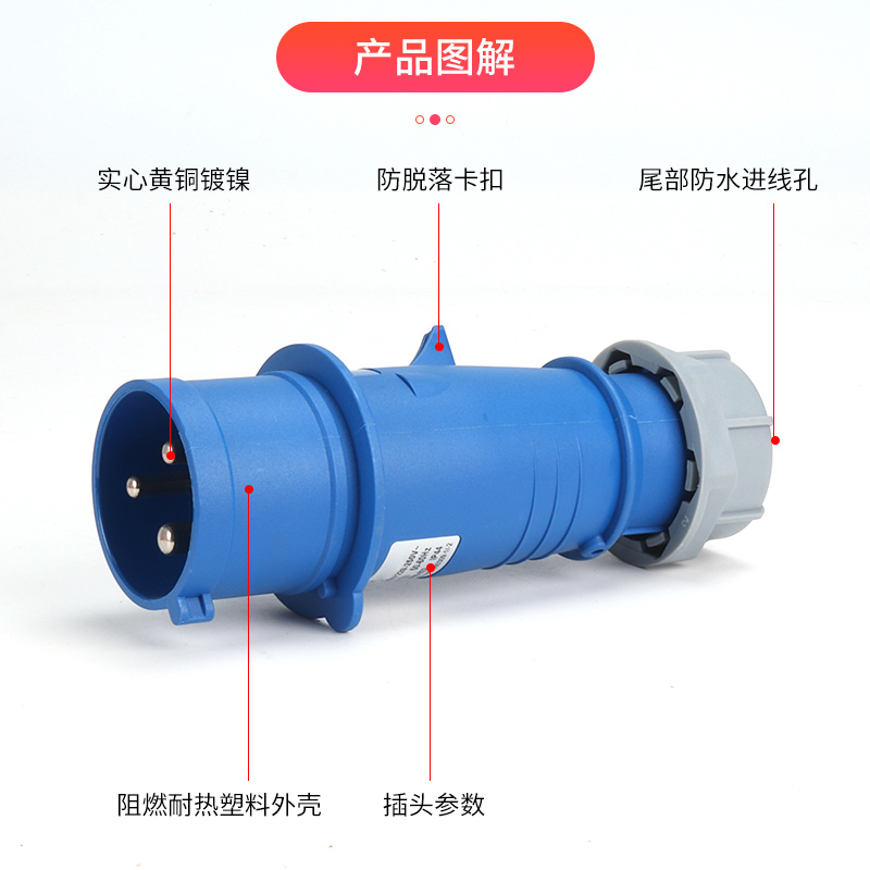 16A/32A航空工业插头3芯4线5孔插座IP44防水连接器三相电380V套装 - 图1