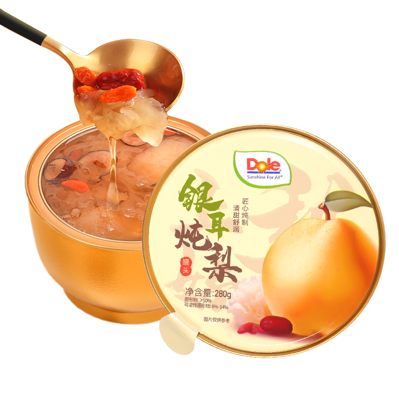 dole都乐银耳炖梨280g/罐休闲即食零食冰糖红枣水果罐头0脂肪正品