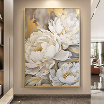 Hand Painted Oil Painting Gold Leaf Rose Xuanguan Decoration Painting Modern Light Lavish Living Room Restaurant Background Wall Large Restaurant Hanging Painting