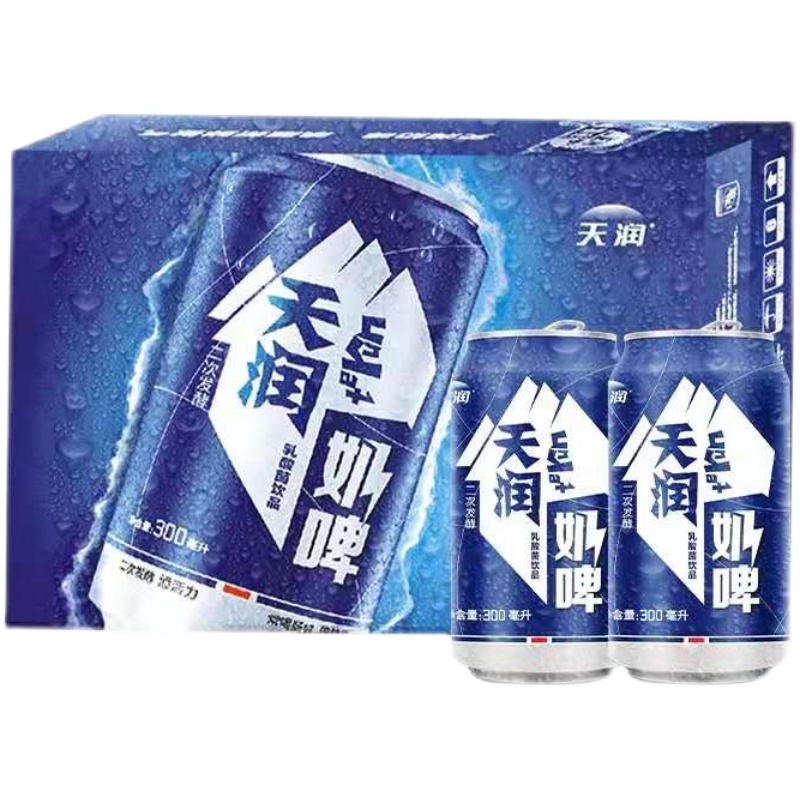 天润奶啤新疆直发300mlX12罐非啤酒整箱乳酸发酵乳酸菌饮料-图0