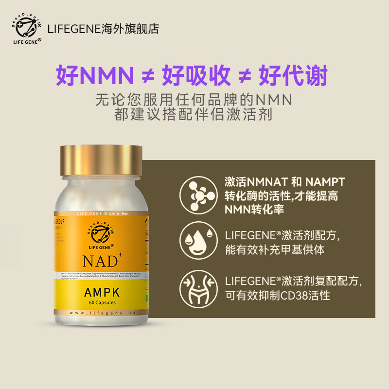 LIFEGENE生命基因进口nad十补充剂nad+ampk虾青素白藜芦醇辅酶q10 - 图1