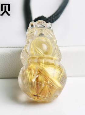 天然金发晶貔貅吊坠女