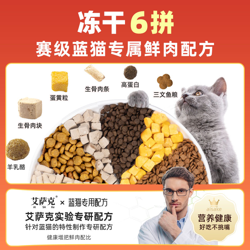 艾萨克蓝猫专用猫粮10斤装冻干成猫英短幼猫营养增肥防掉毛美毛 - 图0