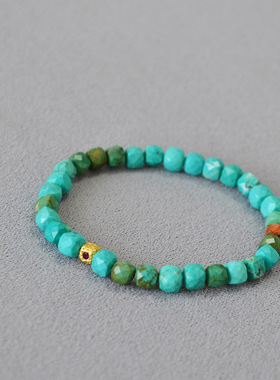 buscar天然绿松石刻面项链