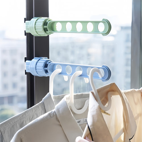 卡扣式窗台晾衣架阳台窗框晾衣神器旅行便携窗户飘窗口外晒衣架杆 - 图0