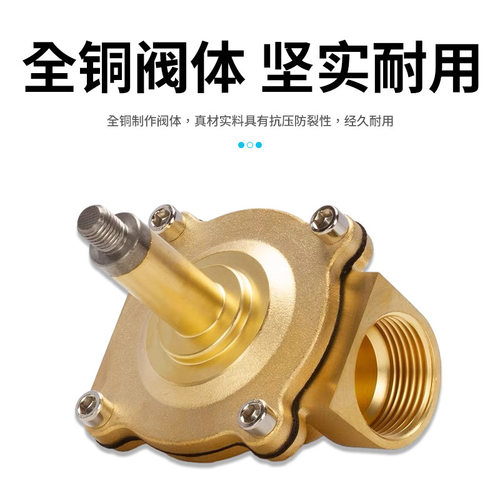 黄铜常闭电磁阀220v气动电磁水阀2W025-08配件水用电子阀电磁式 - 图1