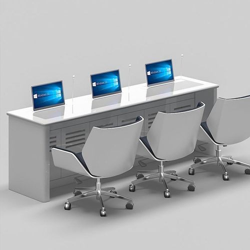 烤漆会议培训桌长条形桌会议台升降器显示屏条桌会议室简约培训桌 - 图0