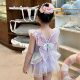ເດັກນ້ອຍຍິງ mermaid suspender swimsuit ສີມ່ວງ rainbow ຕາຫນ່າງ cake ແບບ swimsuit summer ໃຫມ່ princess swimsuit ແນວໂນ້ມ
