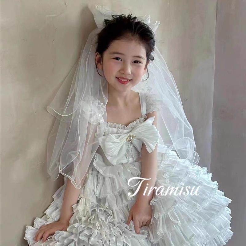 女 童白色婚纱小天使洛丽塔连衣裙礼服花童公主裙生日夏六一表演,淘宝优惠券,粉丝福利购,淘宝优惠卷