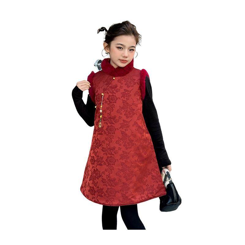 女童拜年服2025新款冬季过年新年衣服儿童新中式冬装国风唐装旗袍,淘宝优惠券,粉丝福利购,淘宝优惠卷