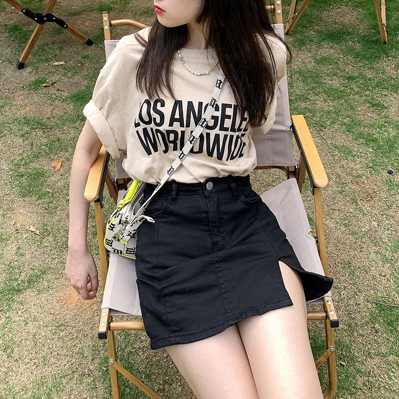 oroi弹力开叉牛仔2021夏包臀裙子 oroi半身裙