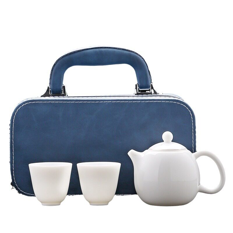 Travel tea set portable tea set one pot two cups white tea set outdoor travel bag business gift LOGO