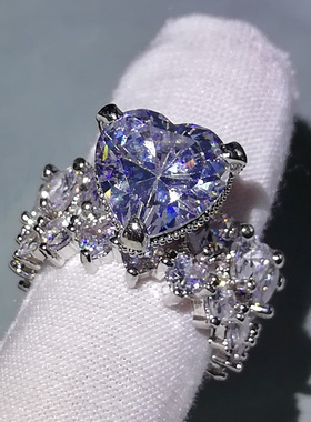 欧美新款花卉无极指环两件套爱心订婚结婚戒指女士派对饰品女