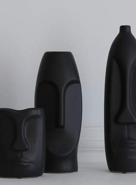 北欧风格现代创意家居装饰品陶瓷人脸花瓶摆件客厅插花工艺品