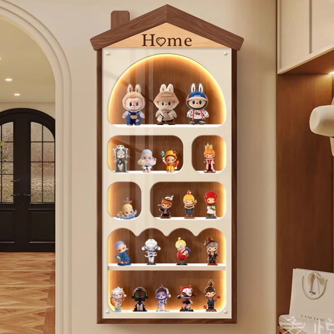 立牌玩偶收纳展示架上墙泡泡玛特萌粒娃娃摆件小型手办盲盒陈列柜,淘宝优惠券,粉丝福利购,淘宝优惠卷