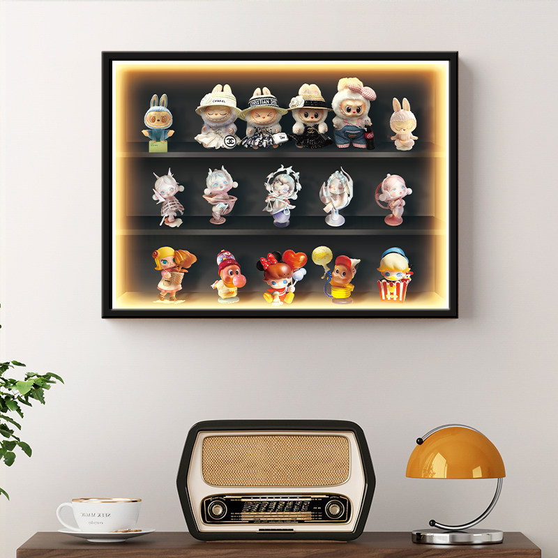 盲盒电表箱装饰画壁挂式带灯亚克力展示柜防尘玩具模型手办收纳盒,淘宝优惠券,粉丝福利购,淘宝优惠卷