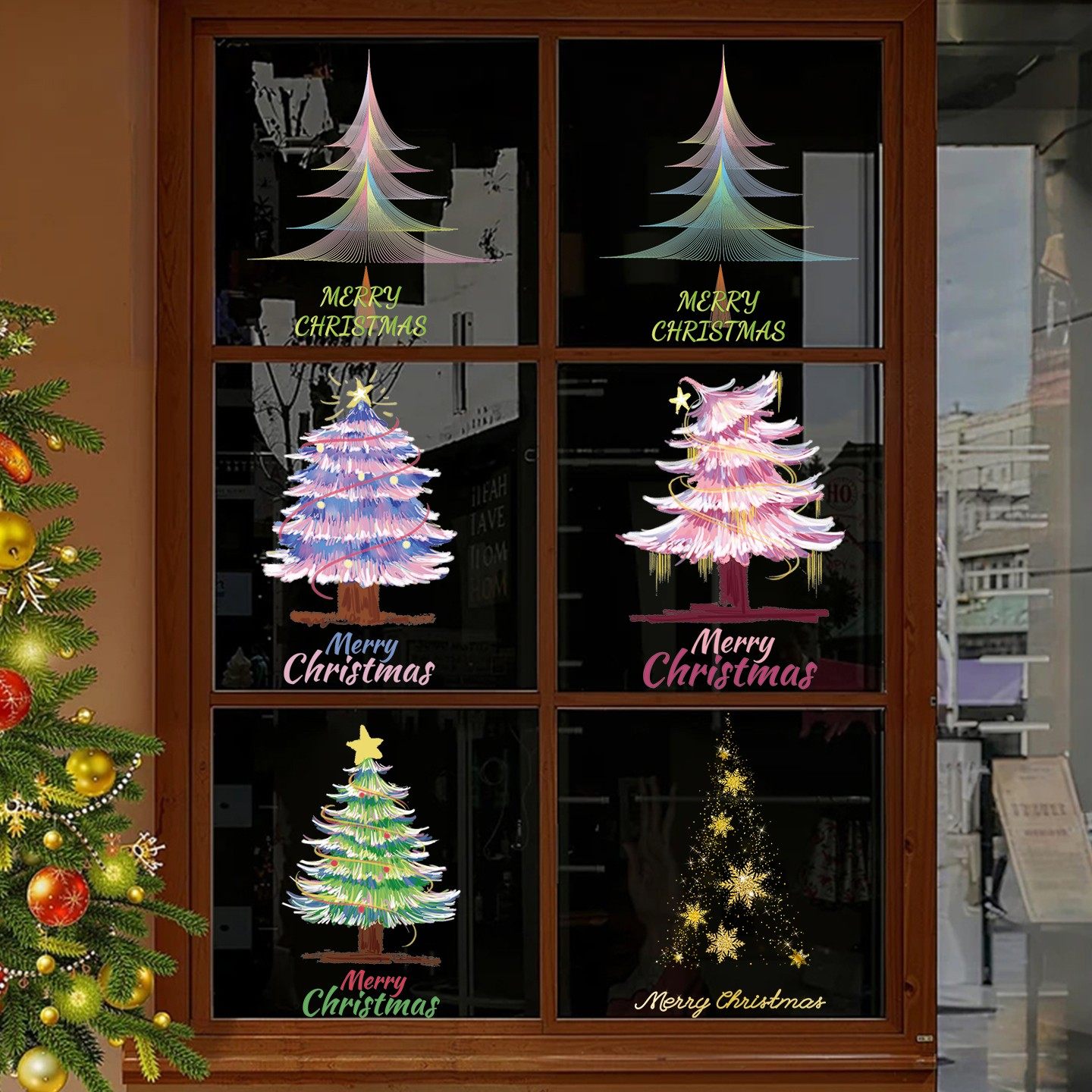 圣诞树贴纸静电贴窗贴2026圣诞玻璃贴店铺橱窗场景布置圣诞节装饰,淘宝优惠券,粉丝福利购,淘宝优惠卷