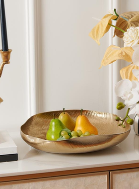 现代简约不规则金属托盘摆件样板间客厅桌面收纳盘金银黑色装饰碗