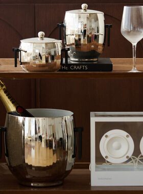 印度进口高档铝制银色收纳罐托盘果盘冰桶酒桶储物香槟桶装饰摆件