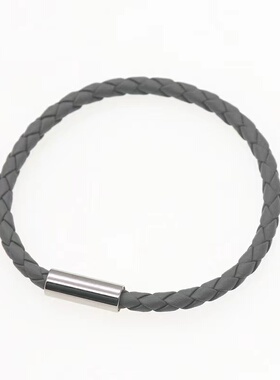 潮牌个性皮绳手链男款简约手镯复古编织潮流手饰黑色手环男生单层