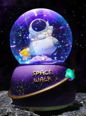 太空人旋转发光夜灯宇航员摆件