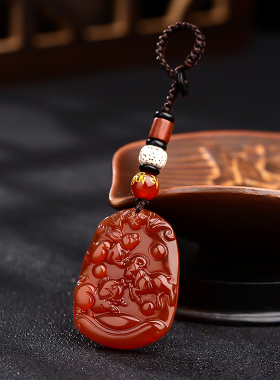 天然红玛瑙钥匙扣汽车挂件精致