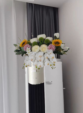 栅栏假花仿真花空调机顶部装饰花架高柜架装饰花牡丹玫瑰花艺摆件