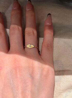 新款戒指蓝色轻奢小众锆石精致复古高级设计轻奢百搭时尚食指戒指