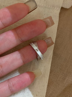 超闪!水星记小双环戒指女洗澡不掉色食指戒vintager中古小众指环