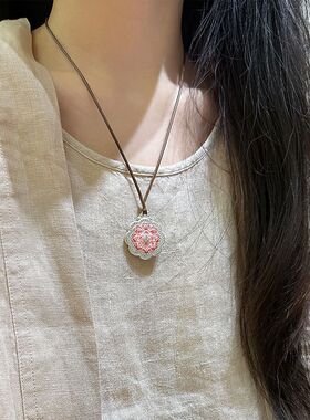 洛神 新中式精致百搭珐琅彩镂空银色吊坠送礼物