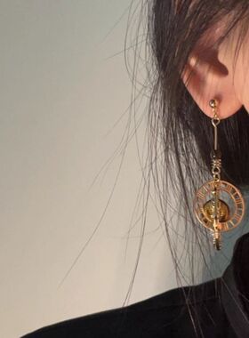工业风抽象几何手作小众重工复古耳环玻璃气泡造型感耳坠女