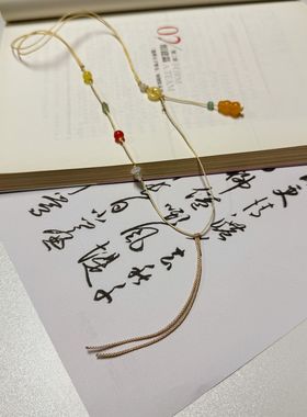 原创手工编织女新中式项链绳锁骨链百搭和田玉佛公翡翠平安扣等