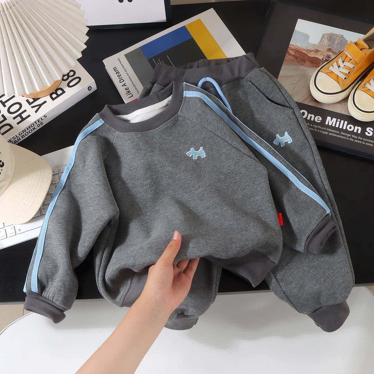 韩版春秋新款儿童套装2025时尚男女儿童卫衣套装儿童春季运动童装,淘宝优惠券,粉丝福利购,淘宝优惠卷