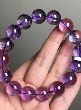 天然紫水晶大颗透体手串男女同款