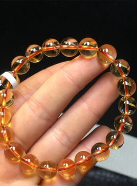 天然无优化黄水晶单圈手串装饰品