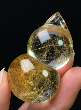 巴西天然金发晶钛晶葫芦吊坠饰品