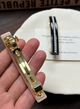 单排小珍珠醋酸弹簧夹女士通勤侧边一字夹工厂现货批量门店供货