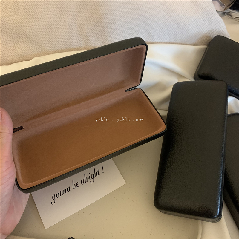 纯黑色眼镜盒高级感荔枝纹哑光男女通用太阳墨镜盒复古皮质收纳盒,淘宝优惠券,粉丝福利购,淘宝优惠卷