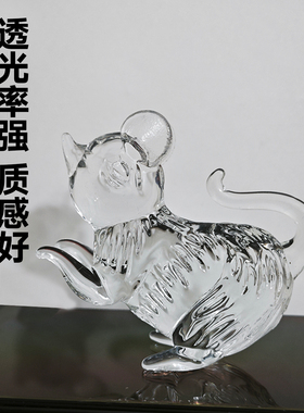 水晶老鼠十二生肖鼠摆件
