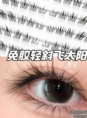 黑羽王子小斜花太阳花自然斜飞妈生感狐系假睫毛清冷分段新手上睫
