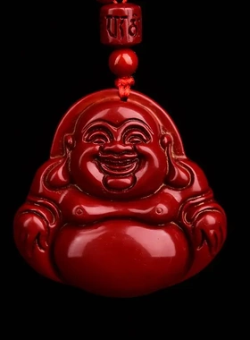 杭州灵隐朱砂吊坠砂弥勒佛大肚佛